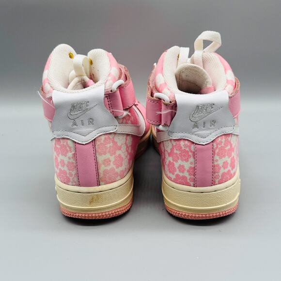 Nike Shoes Womens 6 Pink Air Force 1 High Top Floral Ankle Strap AF1 Sneakers - Picture 7 of 11
